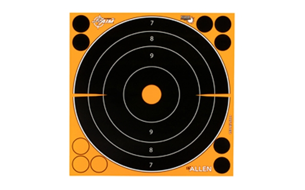 Picture of  Ez-Aim 15221 Splash Reactive  Self-Adhesive Paper Black/Orange 8" Bullseye 30 Pack 026509046448