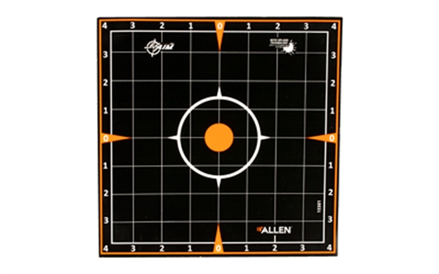 Picture of  Ez-Aim 15301 Splash Reactive  Self-Adhesive Paper Black/Orange 8" Sight-In Grid 6 Pack 026509048947