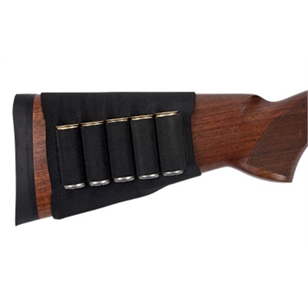 Picture of  Allen 205 Shotgun Shell Holder  Black Elastic 5Rd Shotgun Buttstock Mount 026509002055