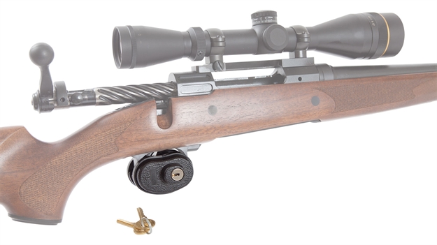 Picture of  Allen 15415 Trigger Lock  Open With Key Black Steel Firearm Fit- Handgun/Rifle/Shotgun 026509009016