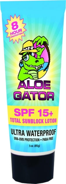 Picture of Aloe Gator Spf 15+ Broad Spectrum Sunscreen Lotion With Aloe, Water Resistent, 3Oz