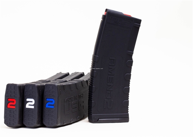Picture of Amend2 Magazines Ar-15 30 Round Black Magazine  Mod-2 Model 3 Pack With Red, White, & Blue Internals 3PACK556BLK30 682157980208