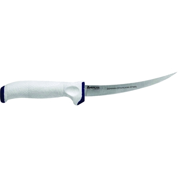 Picture of American Angler Delta Saltwater Curved Fillet Knife, 6" Stainless Blade, White Handle