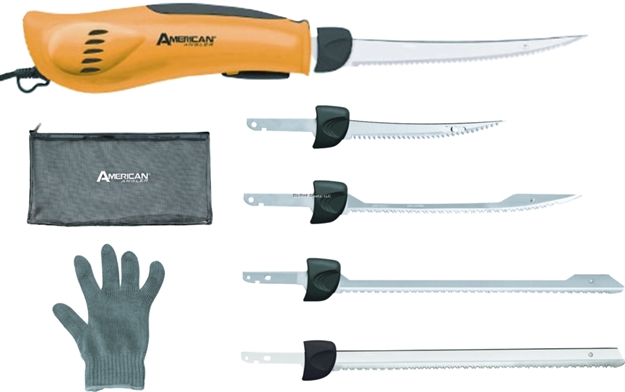 Picture of American Angler Pro Efk Electric Fillet Knife Sportsmans Kit, 5 Blades, Glove, 110 Volt