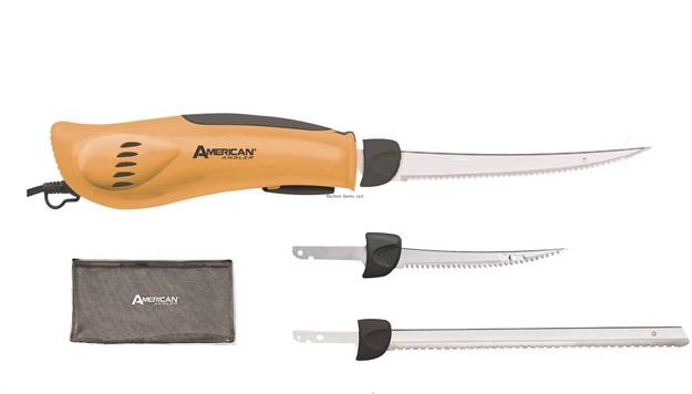 Picture of American Angler Pro Efk Electric Fillet Knive, 3 Freshwater Blades (8", 5.5", 10") Handset, Mesh Bag