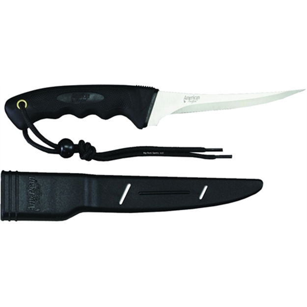 Picture of American Angler Soft Grip Fillet Knife, 7" Stainless Blade, Black Molded Handle, W/Sheath
