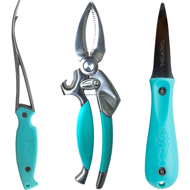 Picture of American Angler Toadfish Coastal Kitchen Collection Set -Teal Knife+Shrimp Cleaner+Crab Cutter