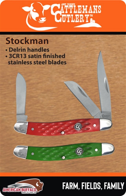 Picture of American Buffalo Knife & Tool Cattlemans Cutlery Green/ Red Stockman 2-Pack Promo