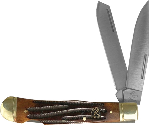 Picture of American Buffalo Knife & Tool Roper Double Action Lock Back Trapper 3.25" Coffee Hndl RP0004CBBB 815949013215