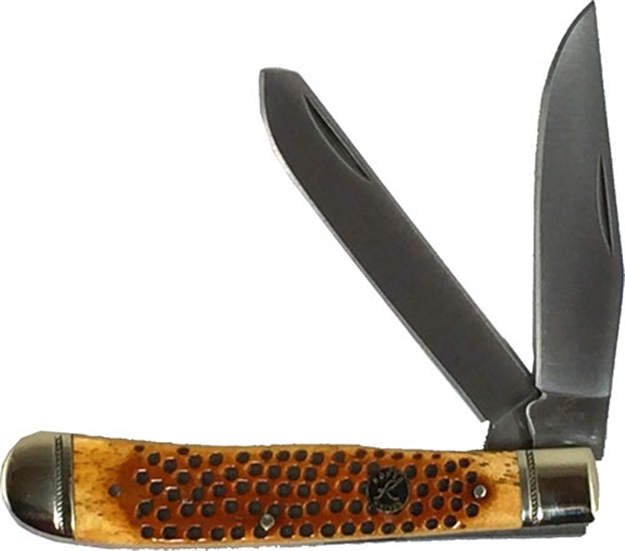 Picture of American Buffalo Knife & Tool Roper Pit Viper Trapper Carbon 3.25" Bld Jigged Bone RP0002CPV