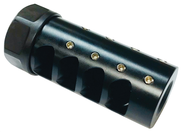 Picture of  American Precision Arms G3l5865n Gen 3 Little Bastard Self Timing Brake Black Nitride Stainless Steel With 5/8"-24 Tpi Threads, 2.55" Oal & 1" Diameter For 6.5 Cal Rifle 810131790332