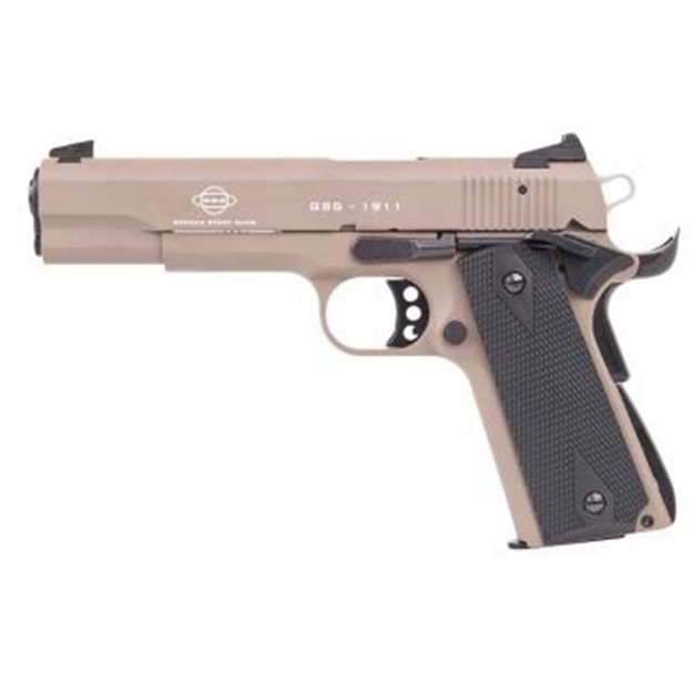Picture of Gsg Gsg2210m1911t 1911  22 LR 10+1 5" Threaded Barrel, Tan Serrated Slide & Zinc Alloy W/Beavertail Frame, Double Diamond Walnut Grip GERG2210M1911T 813393018442