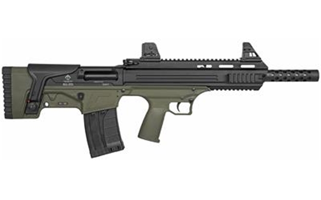 Picture of  Ati Atig20bdg Bulldog  20 Gauge Semi-Auto 3" 5+1 18.50" Black Steel Barrel, Black Aluminum Receiver, Picatinny Mount, Green Fixed Bullpup Stock