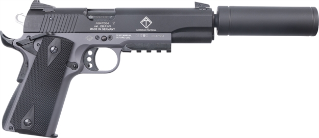 Picture of  Ati Gerg1911adopgr Gsg 1911  22 LR 10+1 5" Black Steel Barrel, Black Parkerized Serrated Slide, Gray Polymer Grip