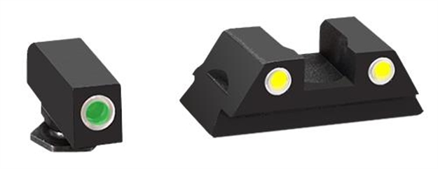 Picture of  Ameriglo Gl431 Classic Tritium Sight Set For Glock  Green Tritium White Outline Front Sight-Yellow Tritium White Outline Rear Sight 644406908760