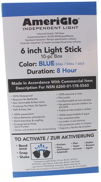 Picture of Ameriglo 608Hb100f 6" 12 Hour Blue Light Stick 100/Pack