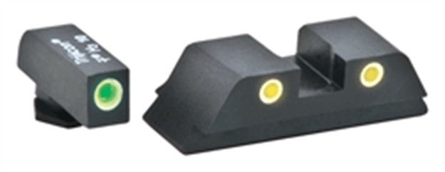 Picture of  Ameriglo Gl121 Classic Tritium Sight Set For Glock  Green Tritium White Outline Front Sight-Yellow Tritium White Outline Rear Sight