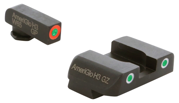 Picture of Ameriglo Gl241 Custom Classic Sight Set For Glock  Green Tritium Orange Outline Front Sight-Green Tritium White Outline Rear Sight GL-241