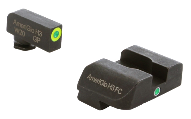 Picture of Ameriglo Gl301 I-Dot Sight  Set For Glock  Green Tritium Lumigreen Outline Front Sight-Green Tritium Rear Sight GL-301