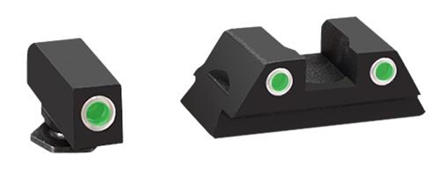 Picture of  Ameriglo Gl430 Classic Tritium Sight Set For Glock  Green Tritium White Outline Front Sight-Green Tritium White Outline Rear Sight