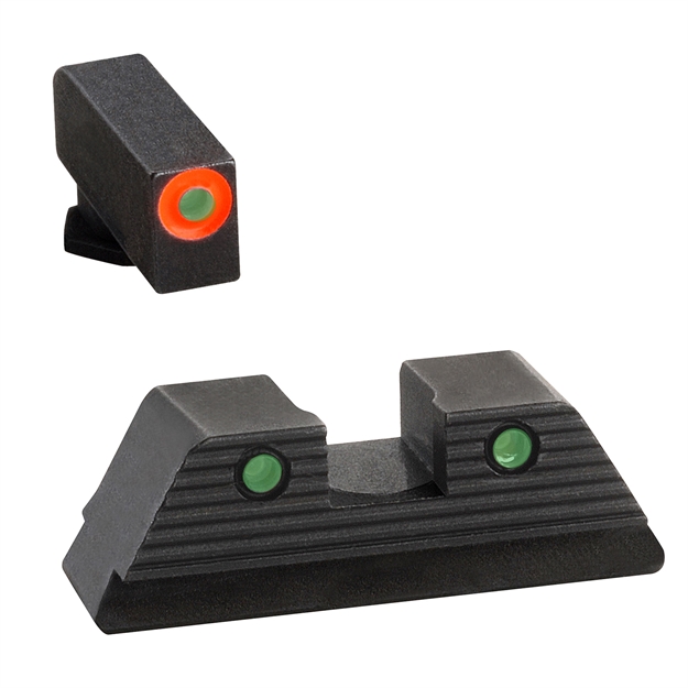 Picture of Ameriglo Gl818 Trooper Sight Set For Glock  Green Tritium Orange Outline Front Sight-Green Tritium Black Outline Rear Sight GL-818
