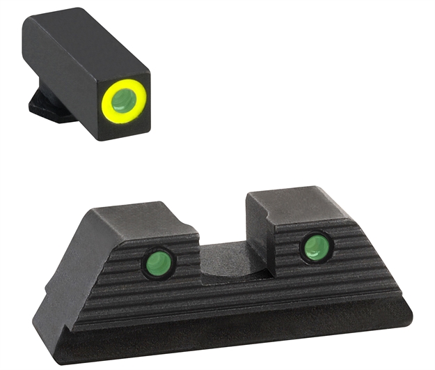 Picture of Ameriglo Gl821 Trooper Sight Set For Glock  Green Tritium Lumigreen Outline Front Sight-Green Tritium Black Outline Rear Sight GL-821 644406911364
