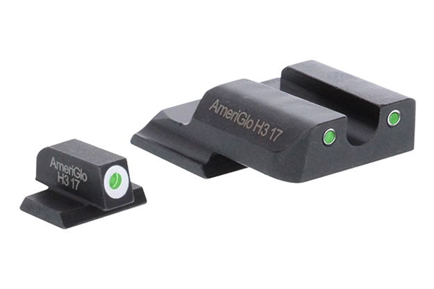 Picture of Ameriglo Sw145 Classic Tritium Set For Smith & Wesson M&P Shield  Green Tritium White Outline Front Sight-Green Tritium White Outline Rear Sight SW-145 644406905998