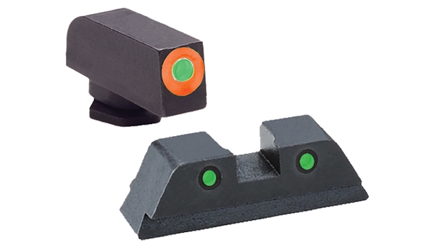 Picture of  Ameriglo Sg448 Spartan Sight Set For Sig Sauer Pistols Using #6 Front #8 Rear  Black | Green Tritium With Orange Outline Front Sight Green Tritium With Black Outline Rear Sight