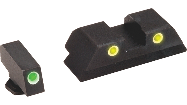 Picture of  Ameriglo Gl5115 Classic Tritium Sight Set For Glock  Green Tritium White Outline Front Sight-Yellow Tritium White Outline Rear Sight