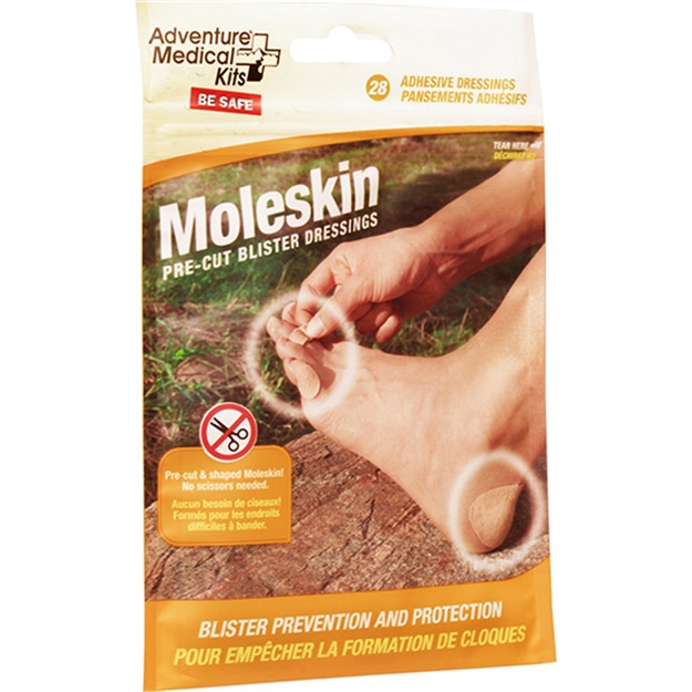 Picture of  Adventure Medical Kits 01550400 Moleskin  Blister Prevention Brown 22 Precut Shapes 707708104008