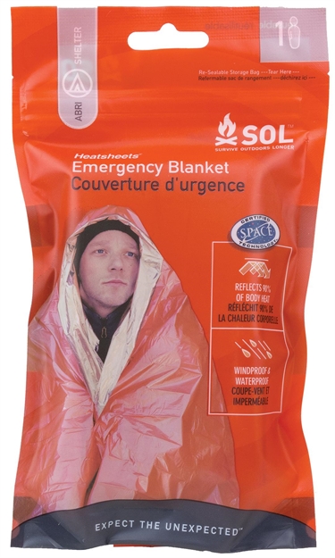 Picture of  Survive Outdoors Longer 01401222 Sol Emergency Blanket Warmth Waterproof Orange Metalized Polyethylene 707708212222