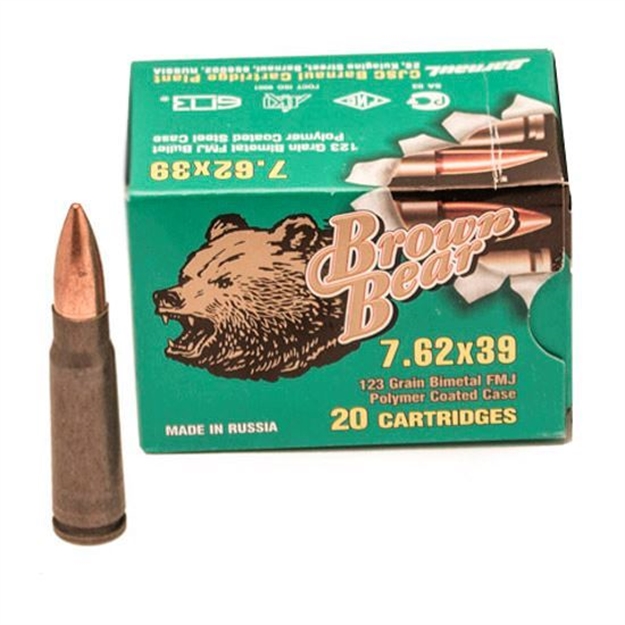 Picture of Ammo, Brown Bear, Ap762fmj, 7.62X39, 123 Gr., Fmj Polymer, 20Rd Per Box, 500Rd Per Case, 25 Boxes PE