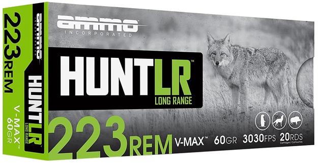 Picture of  Ammo Inc 223060Vmxa20 Hunt Long Range 223Rem 60Gr V-Max 20 Per Box/10 Case 818778021284