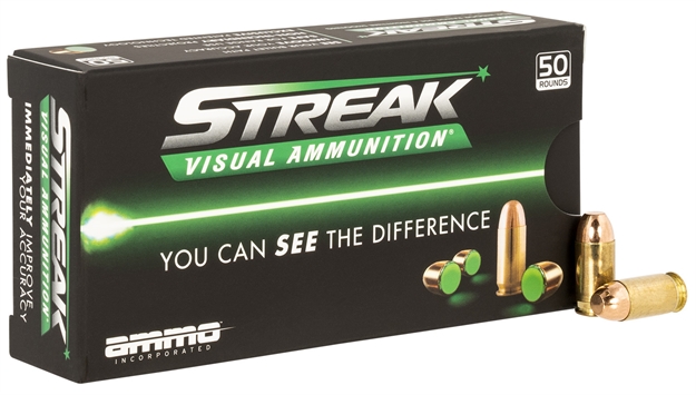 Picture of Ammo Inc 380100Tmcstrkgrn50 Streak Visual (Green)  380Acp 100Gr Total Metal Case 50 Per Box/20 Case 380100TMC-STRK-GRN-5 818778023523