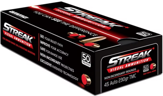 Picture of Ammo Inc 45230Tmcstrkred50 Streak Visual (Red)  45Acp 230Gr Total Metal Case 50 Per Box/20 Case 45230TMC-STRK-RED-50 818778023554