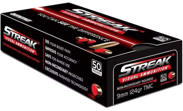 Picture of Ammo Inc 9124Tmcstrkred50 Streak Visual (Red)  9Mm Luger 124Gr Total Metal Case 50 Per Box/20 Case 9124TMC-STRK-RED-50 818778023486