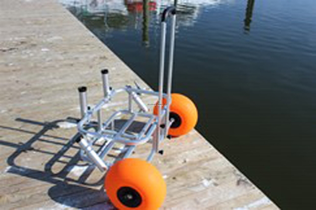Picture of Anglers Fishing Trolley Cart For Pier And Beach W/Rod Holders, Poly Wheels, Anodized Aluminum