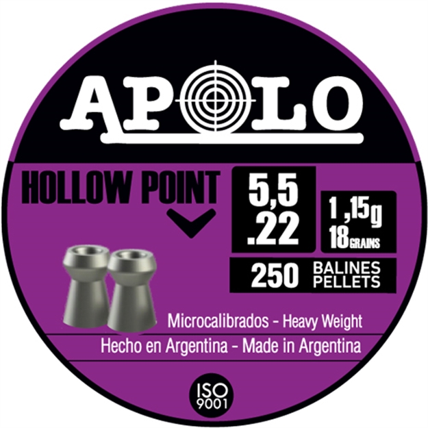 Picture of Apolo Pellets Apolo 22 Hollow Point 18 Grain 250 Pack E19701 763571840528
