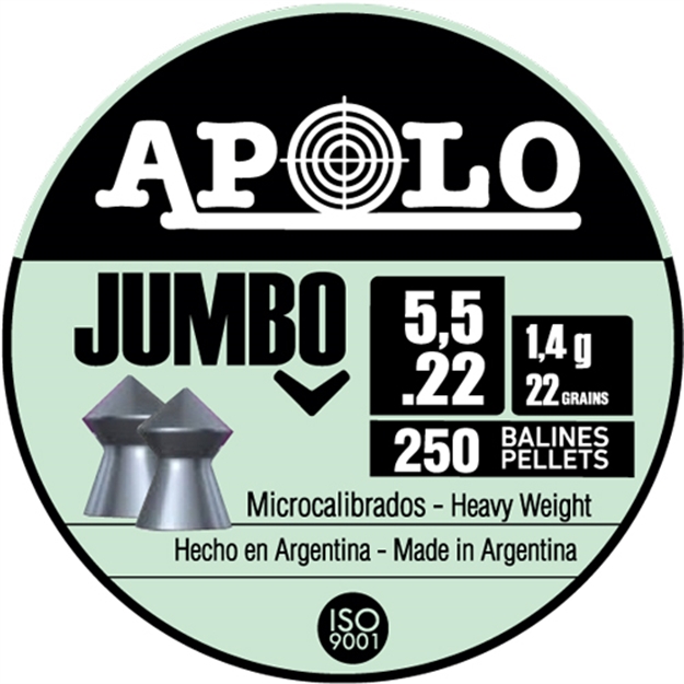 Picture of Apolo Pellets Apolo 22 Jumbo 22 Grain 250 Pack E19921 0763571840481