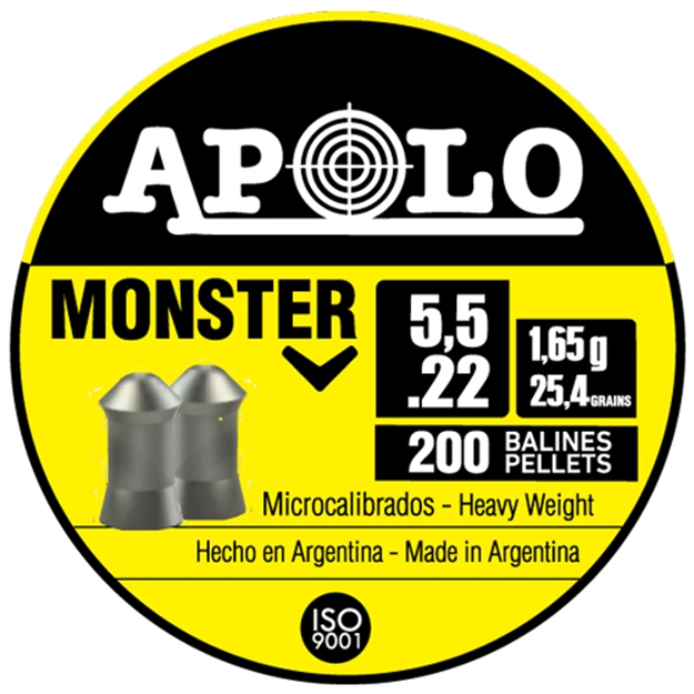Picture of Apolo Pellets Apolo .22 Monster 25.4 Grain 200 Pack E19931 0763571840498