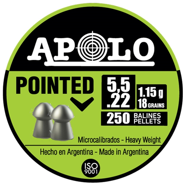 Picture of Apolo Pellets Apolo .22 Pointed 18 Grain 250 Pack E19601 763571840450