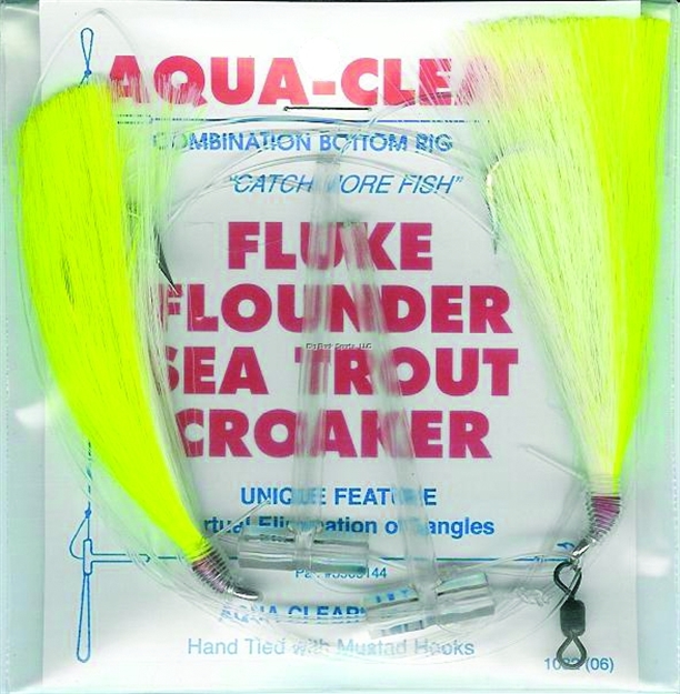 Picture of Aqua Clear Hi/Lo Fluke/ Flounder/Trout/Croaker Cht/Wht Hair 3/0 Exlg Hooks