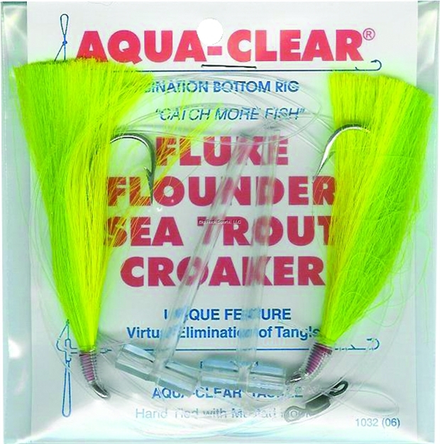 Picture of Aqua Clear Hi/Lo Fluke/ Flounder/Trout/Croaker Grn/Cht Hair 3/0 EX LG Hooks