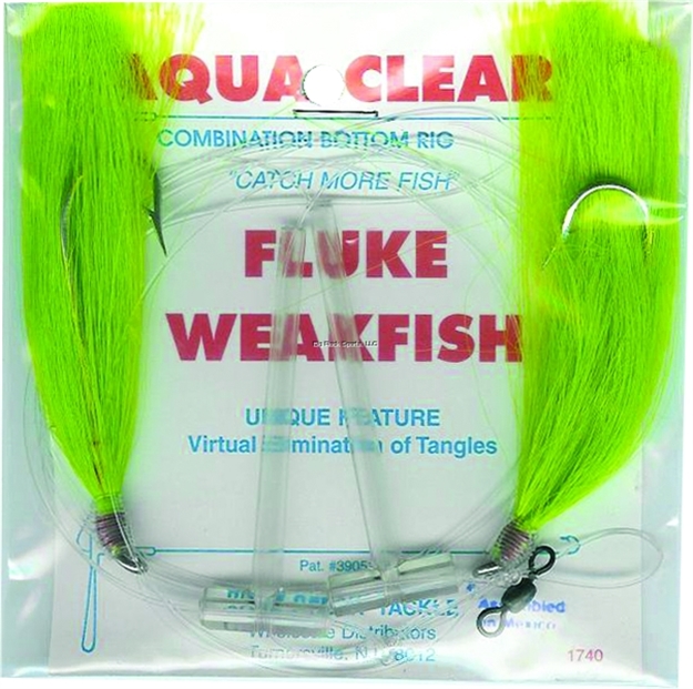 Picture of Aqua Clear Hi/Lo Fluke/ Flounder/Trout/Croaker Grn Hair 3/0 EX LG Hooks