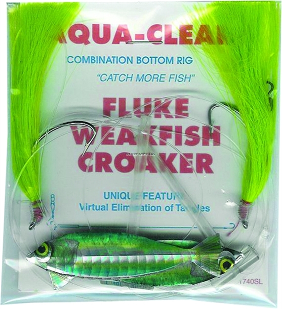 Picture of Aqua Clear Hi/Lo Fluke/ Flounder/Trout/Croaker Grn Hair Grn Fish 2/0 Sswg
