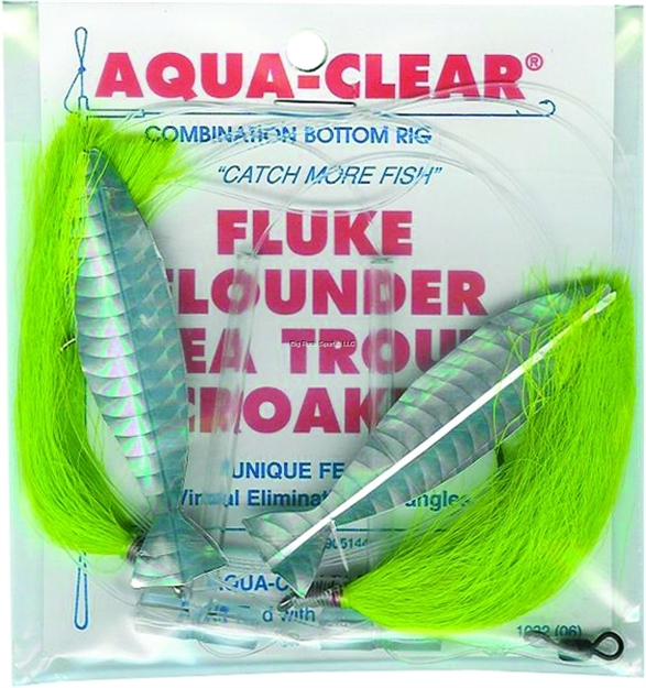 Picture of Aqua Clear Hi/Lo Fluke/ Flounder/Trout/Croaker Grn Hair Sil Fish 2/0 Sswg