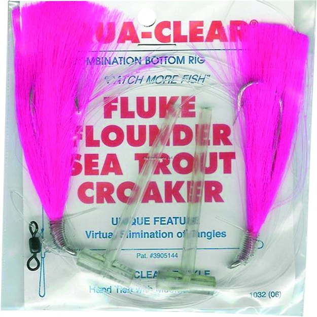 Picture of Aqua Clear Hi/Lo Fluke/ Flounder/Trout/Croaker Pink Hair 3/0 EX LG Hooks