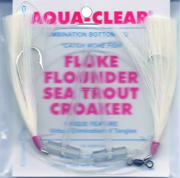 Picture of Aqua Clear Hi/Lo Fluke/ Flounder/Trout/Croaker Wht Hair 3/0 EX LG Hooks