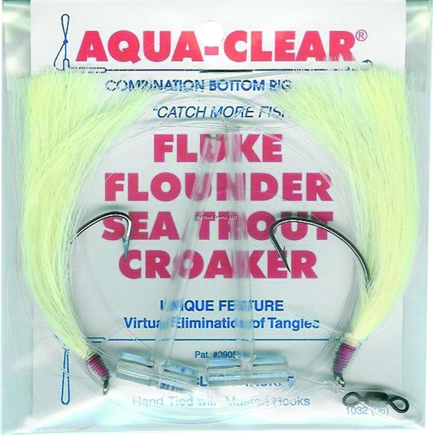 Picture of Aqua Clear Hi/Lo Fluke/ Flounder/Trout/Croaker Wht Hair 3/0 SS Wide Gap Hooks