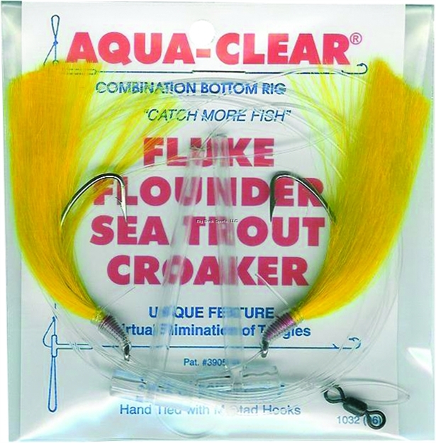 Picture of Aqua Clear Hi/Lo Fluke/ Flounder/Trout/Croaker Yel Hair 3/0 Sswg Hooks